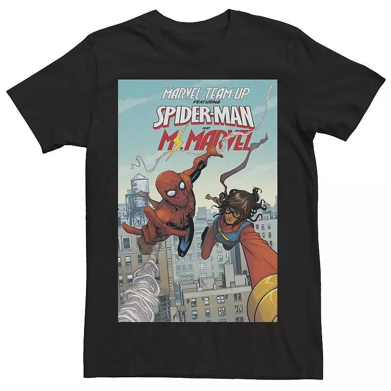 Men's Marvel Spider-Man & Ms. Marvel Team Up Comic Book Cover Tee, Size: Large, Black Product Image