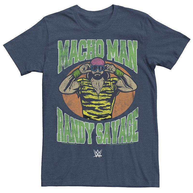 Big & Tall WWE Retro Macho Man Randy Savage Circle Graphic Tee, Men's, Size: 3XL Tall, Navy Grey Product Image