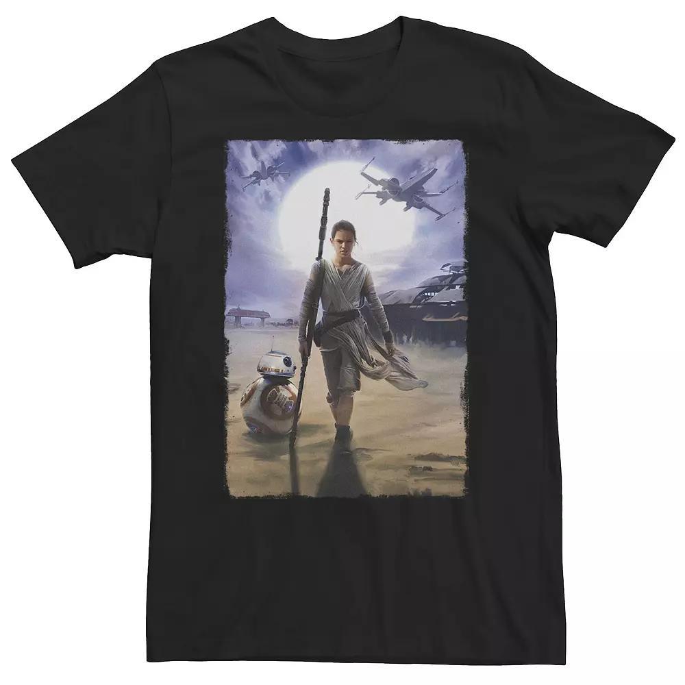 Big & Tall Star Wars The Force Awakens Rey And BB-8 Painting Tee, Men's, Size: XXL Tall, Black Product Image