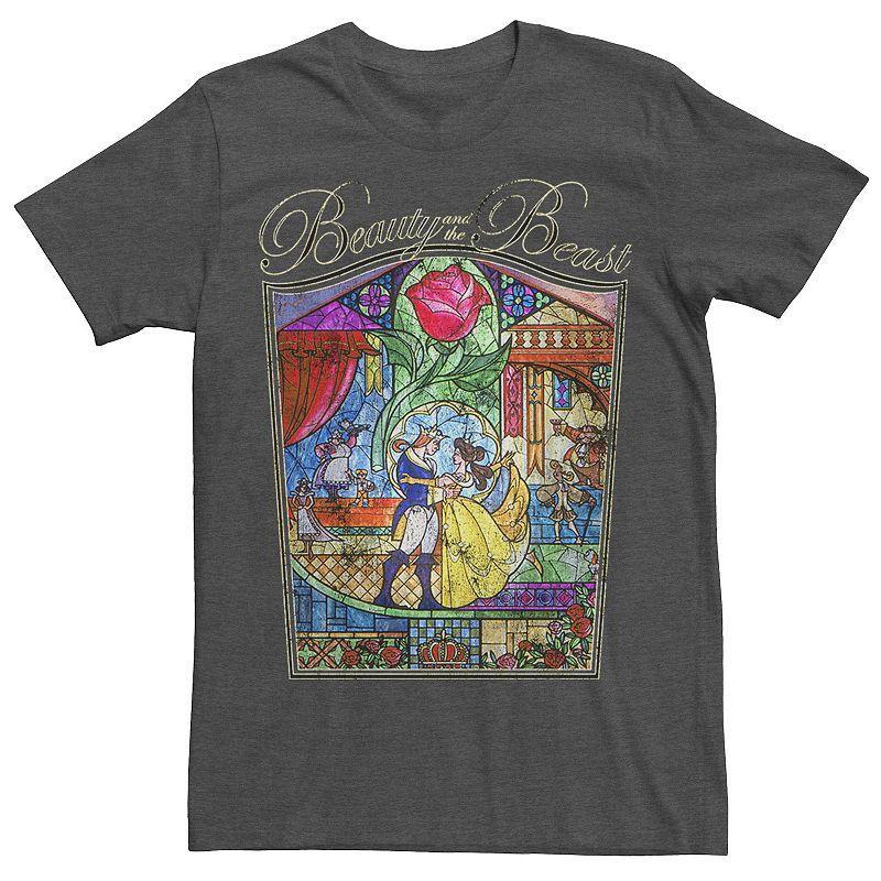 Disneys Beauty And The Beast Stained Glass Poster Mens Tee Grey Heather Product Image