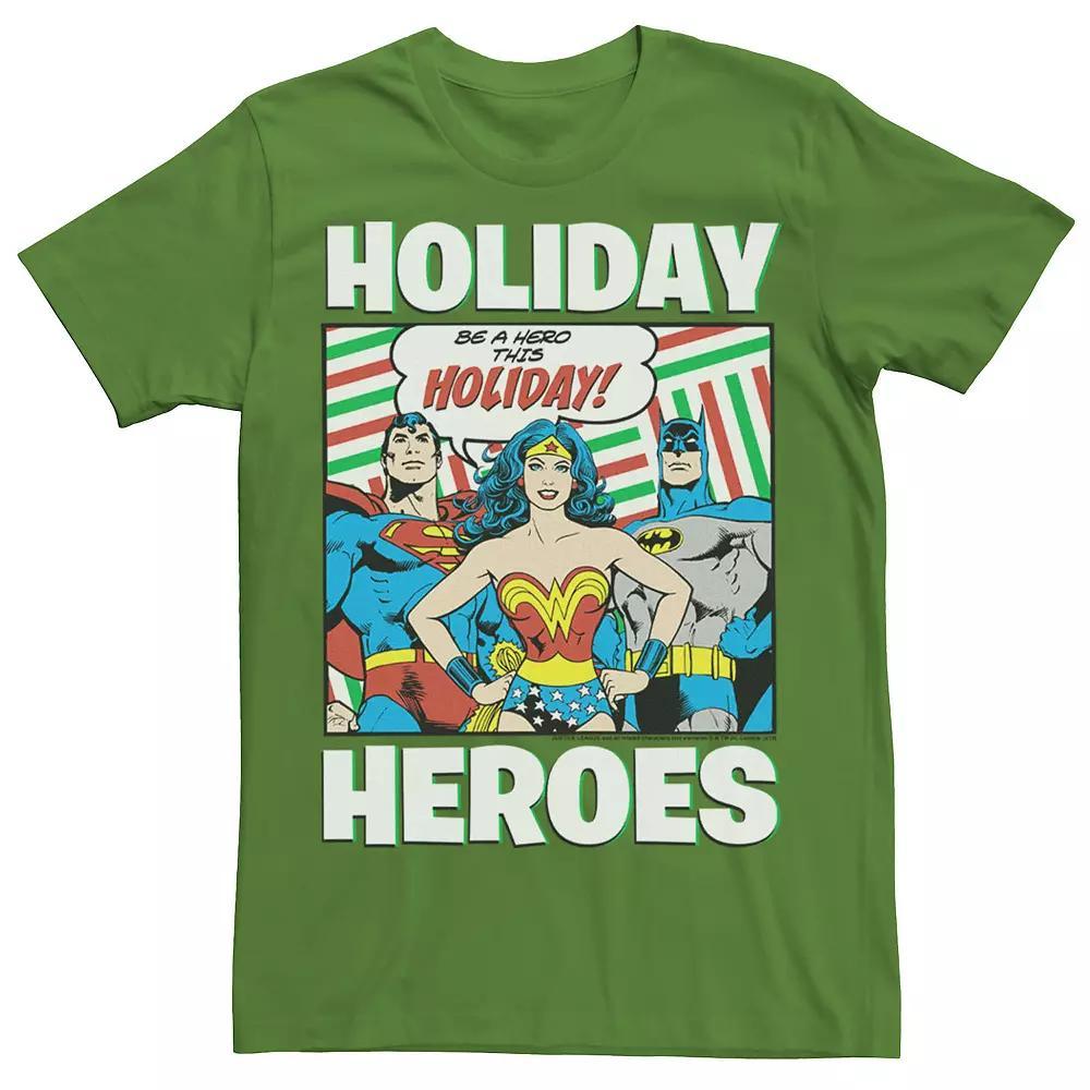 Men's DC Comics Justice League Holiday Heroes Christmas Tee,  Product Image