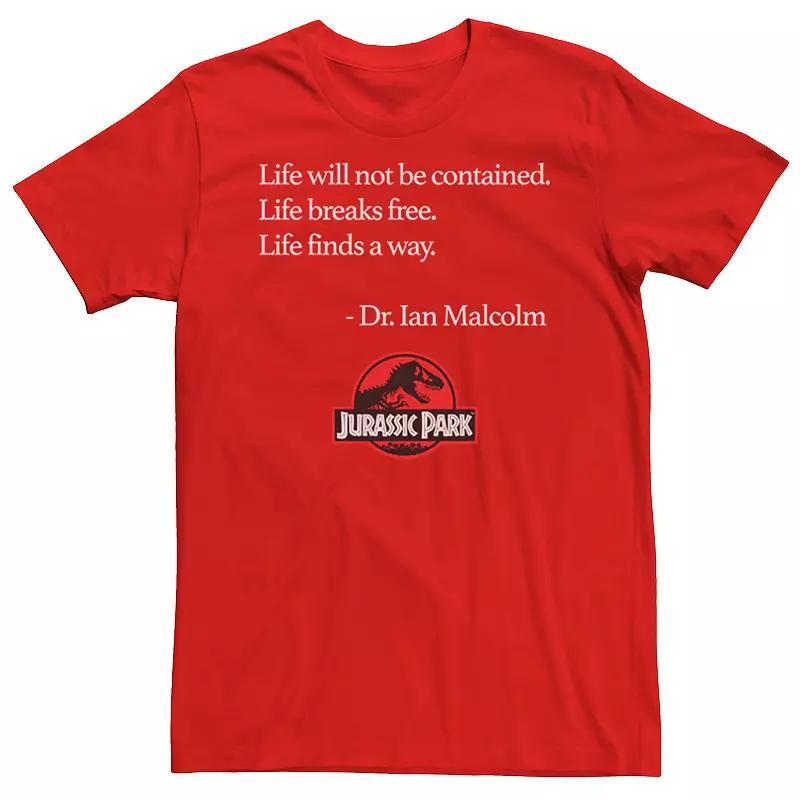 Men's Jurassic Park Life Finds A Way Quote Tee, Size: XL, Red Grey Product Image