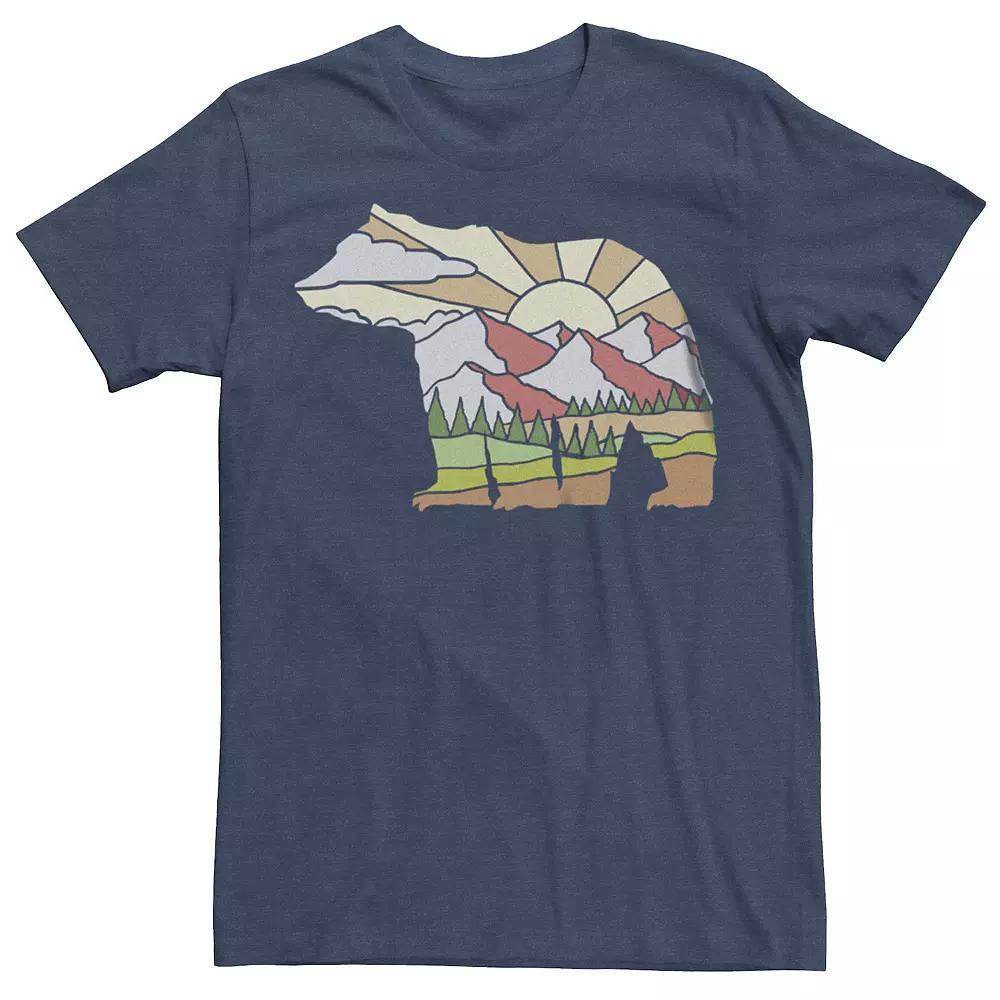 Men's Bear Silhouette Filled Landscape Graphic Tee,  Product Image