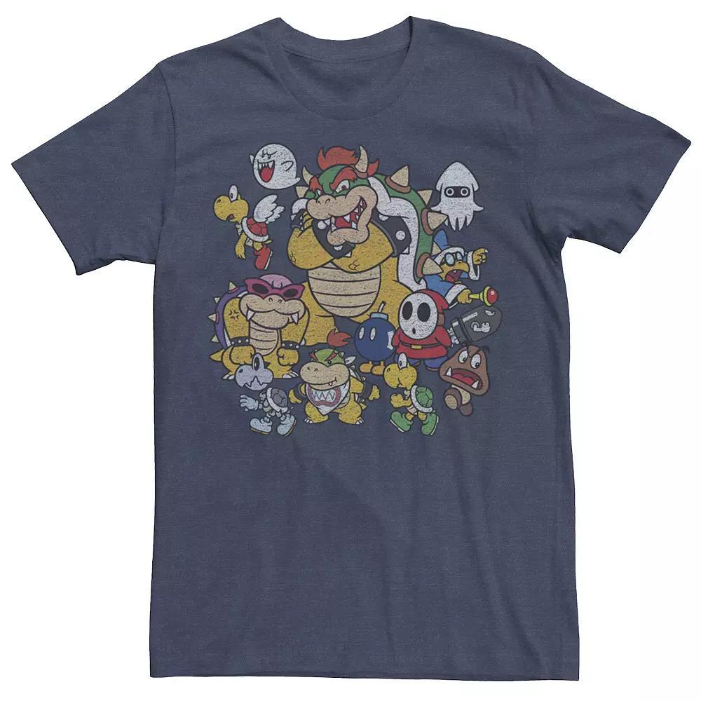 Men's Nintendo Super Mario Bowser Enemy Group Tee, Size: Medium, Navy Grey Product Image