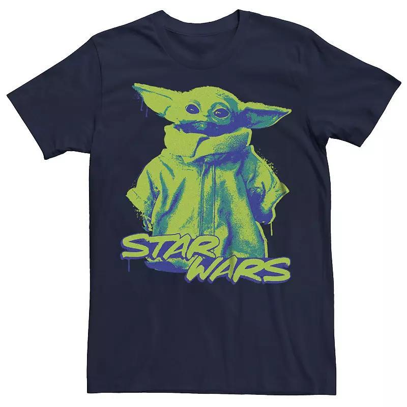 Men's Star Wars The Mandalorian Baby Yoda Fluorescent Paint Graphic Tee, Size: Large, Blue Product Image