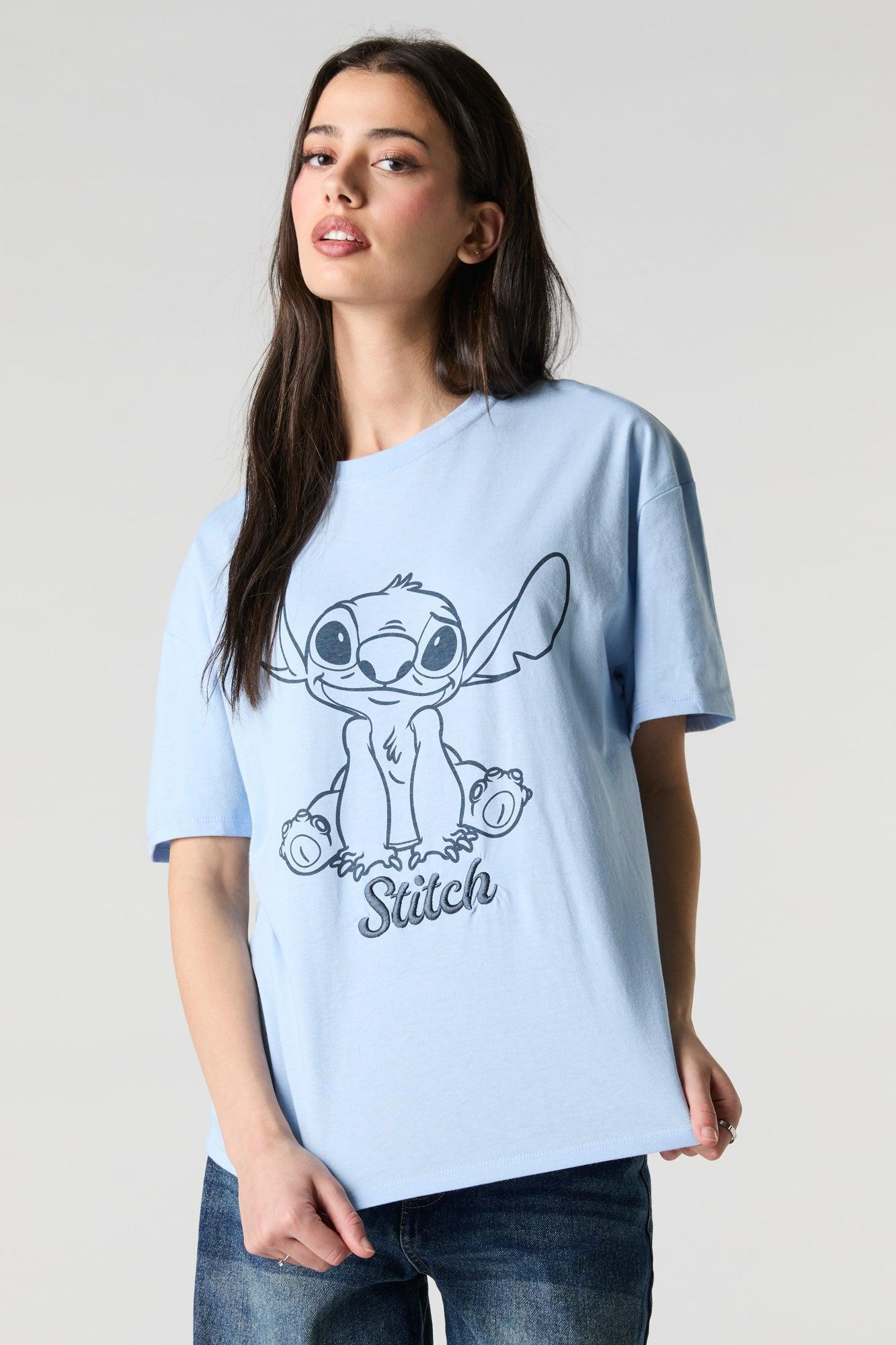 Stitch Embroidered Graphic Boyfriend T-Shirt Female Product Image