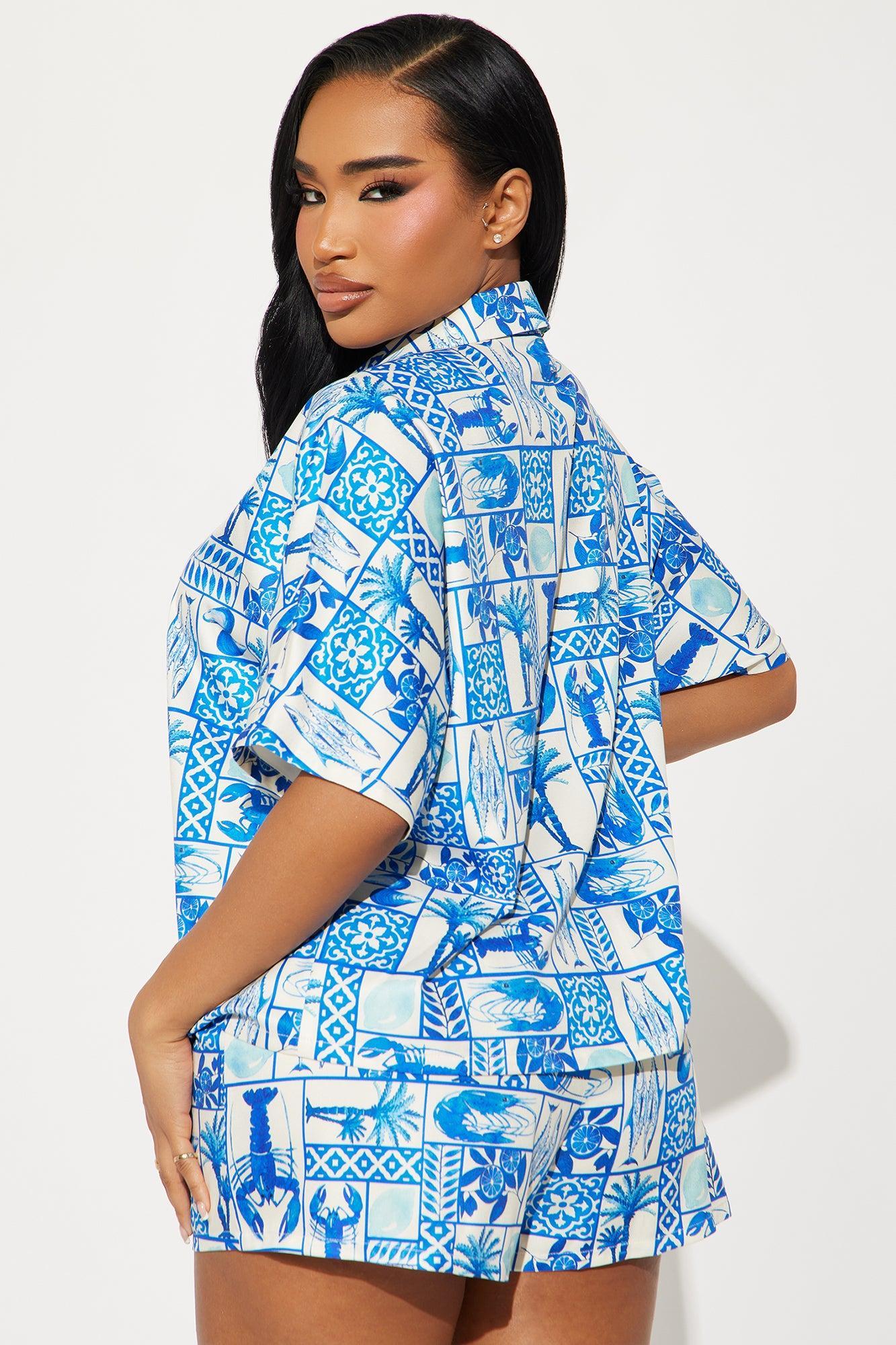 Harbor Haven Short Set - Blue/combo Product Image