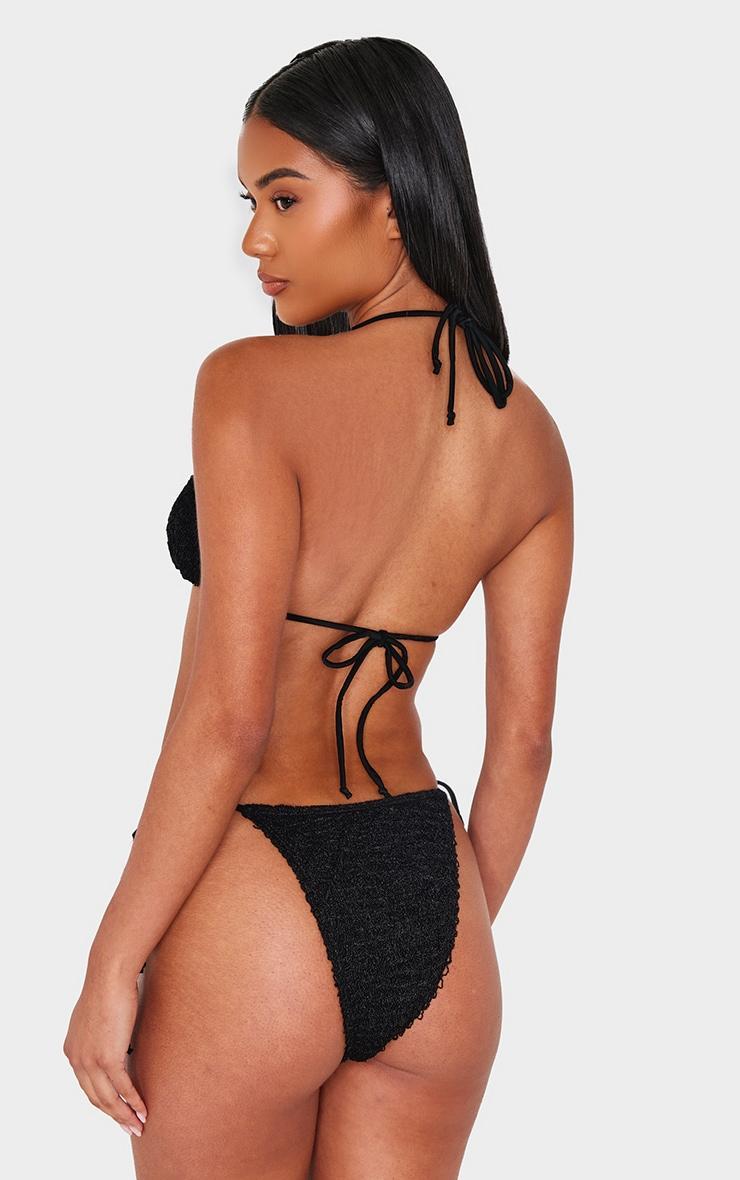Black Tie Side Textured Bikini Bottoms Product Image