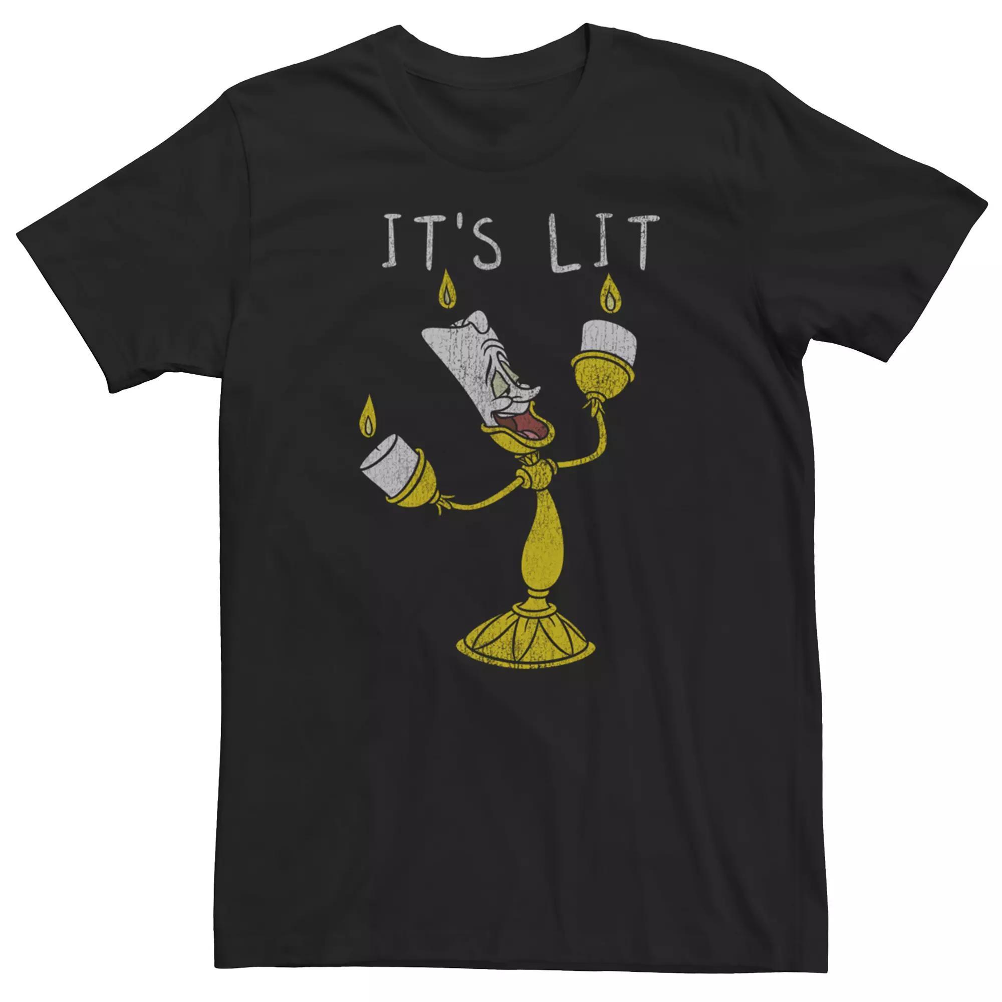 Disney's Beauty And The Beast It's Lit Men's Tee, Size: XXL, Black Product Image