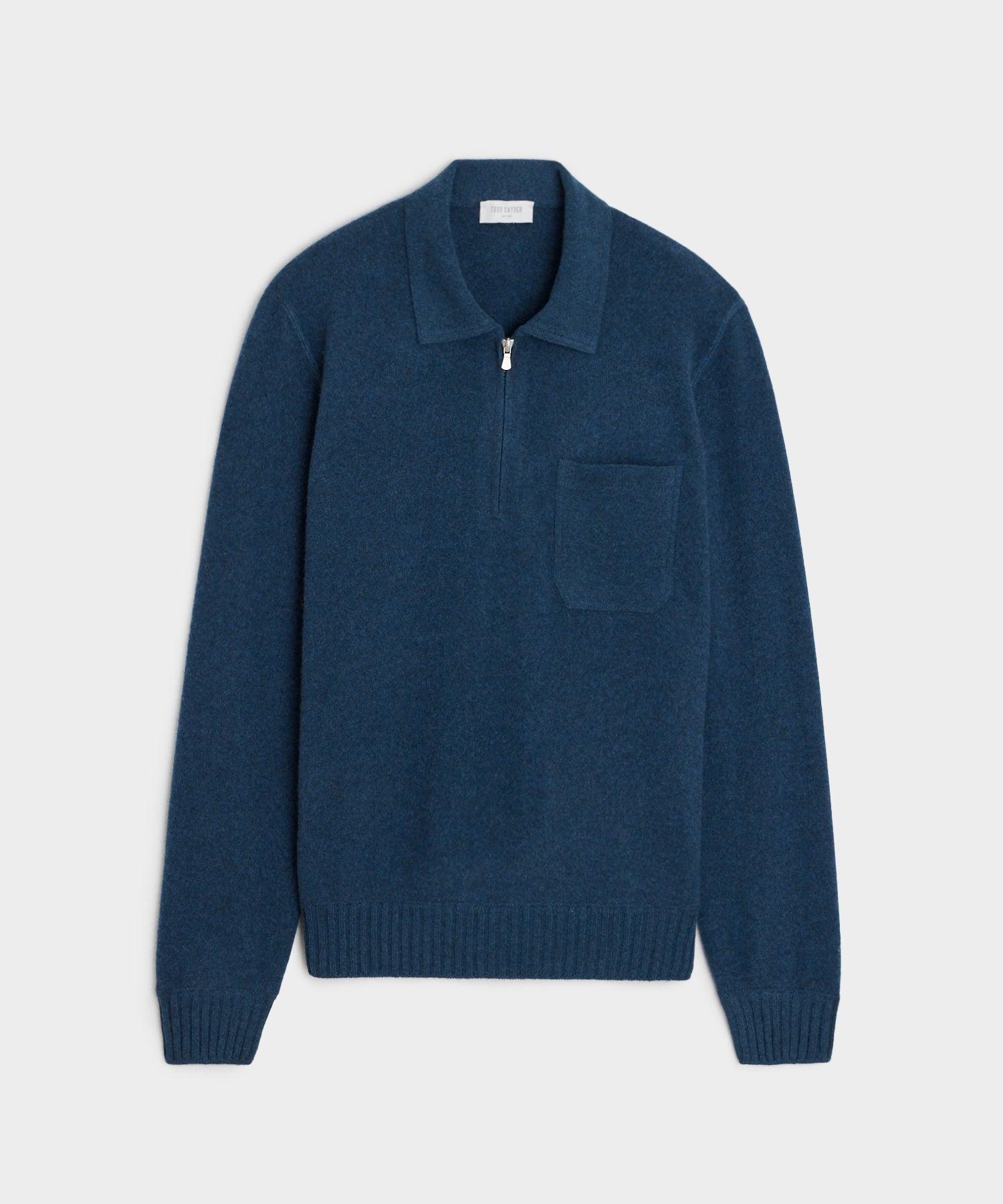 Italian Cashmere Half-Zip Sweater in Navy Product Image