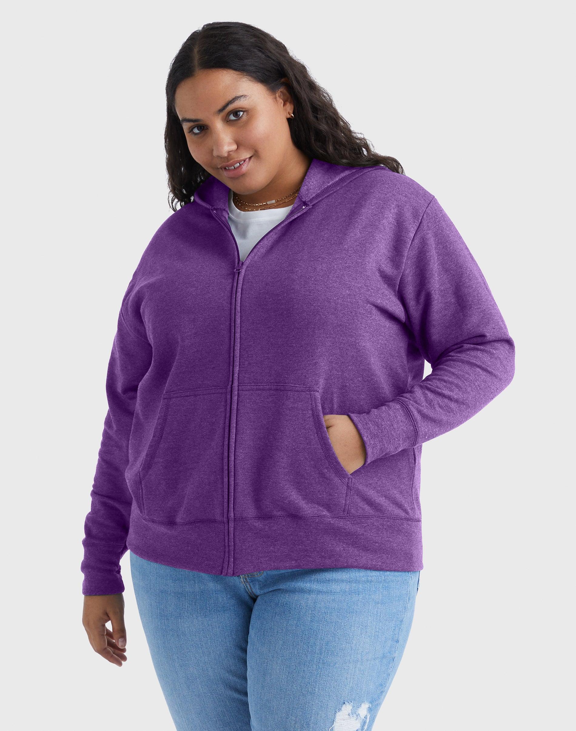 Hanes Just My Size EcoSmart Womens Full-Zip Fleece Hoodie (Plus ) Navy Heather 3X Product Image