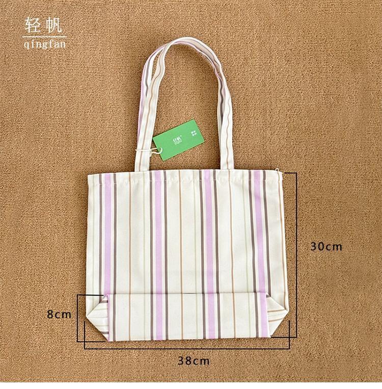 Striped Lettering Tote Bag Product Image