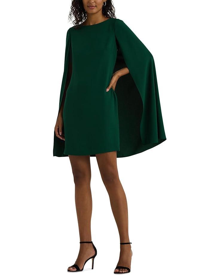 Short Shift Dress with Beaded Illusion Neckline and Bell Sleeves Product Image