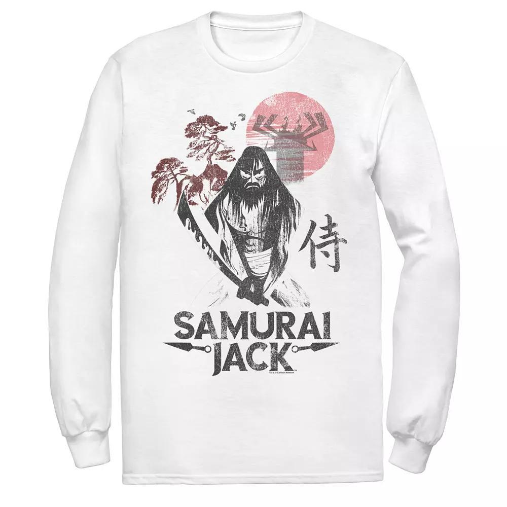 Men's Cartoon Network Samurai Jack Epic Warrior Kanji Art Rock Long Sleeve Tee, Size: Small, White Product Image