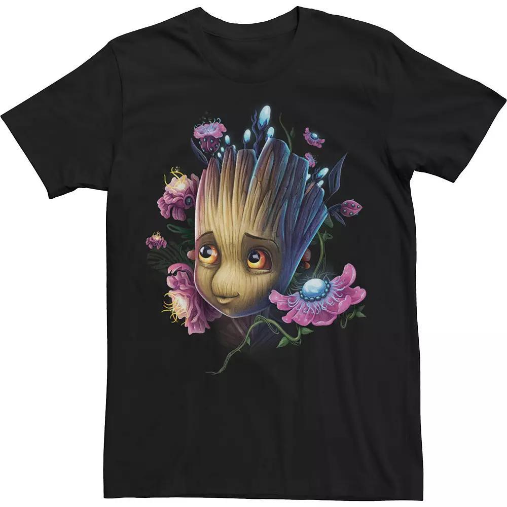 Big & Tall Marvel Guardians Of The Galaxy Groot Floral Portrait Tee, Men's, Size: 4XL, Black Product Image