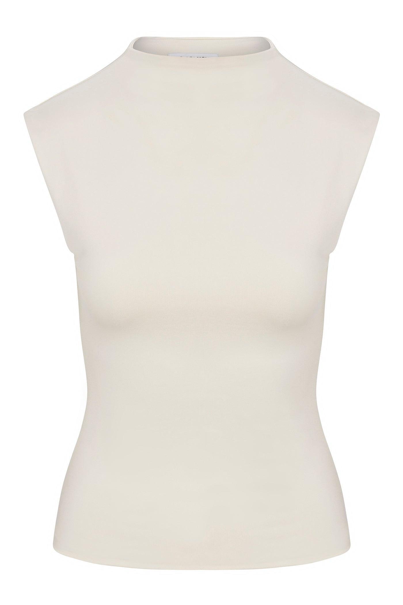 Contour Double Lined Mock Neck Top - Bone Female Product Image