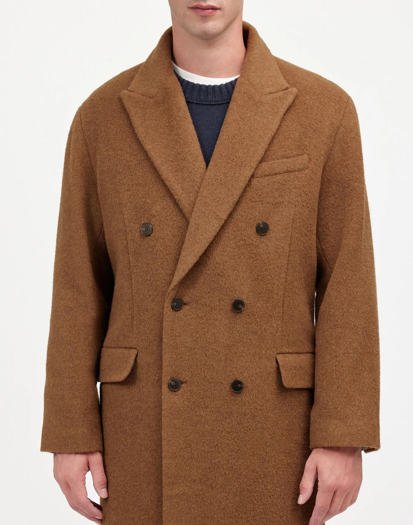 Double-Breasted Topcoat in Italian Alpaca-Wool Blend Product Image