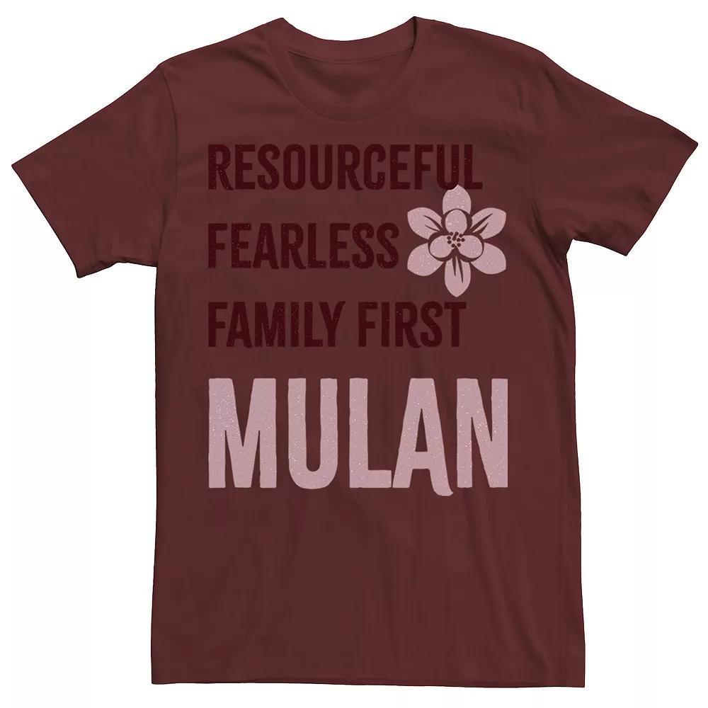 Disneys Mulan Resourceful, Fearless, Family First Mens Graphic Tee Red Product Image