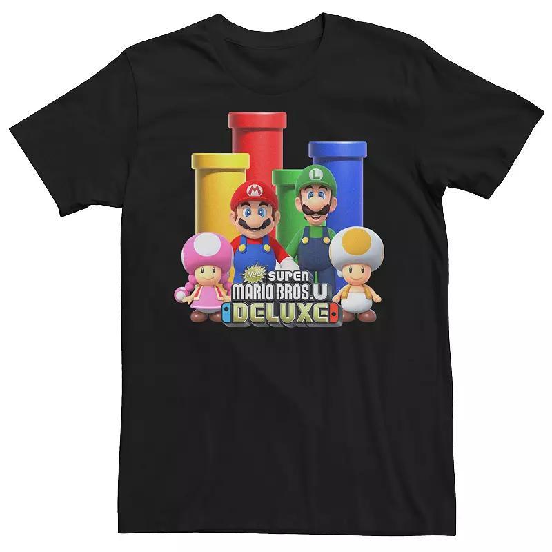 Men's Nintendo Super Mario Bros U Deluxe Group Shot Logo Graphic Tee, Size: Large, Black Product Image