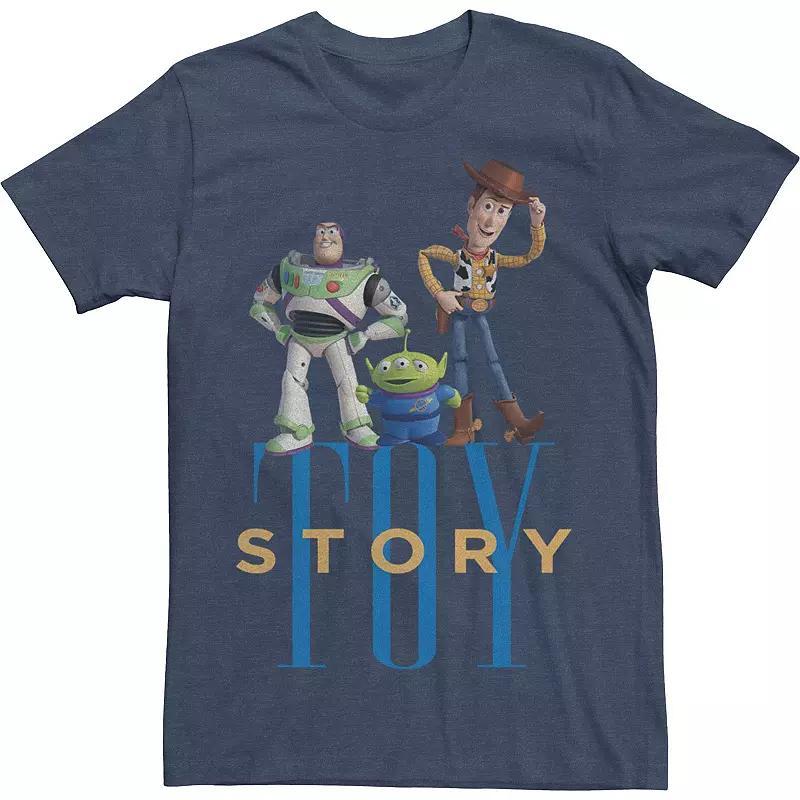 Disney / Pixar's Toy Story Woody, Buzz Lightyear & Alien Men's Simple Text Tee, Size: Large, Navy Grey Product Image