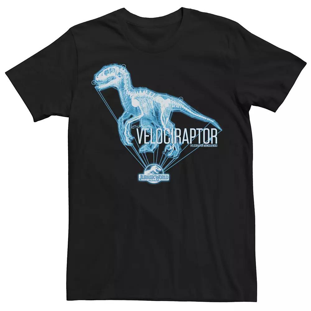 Men's Jurassic World Velociraptor Hologram Title Logo Tee, Size: Large, Grey Product Image