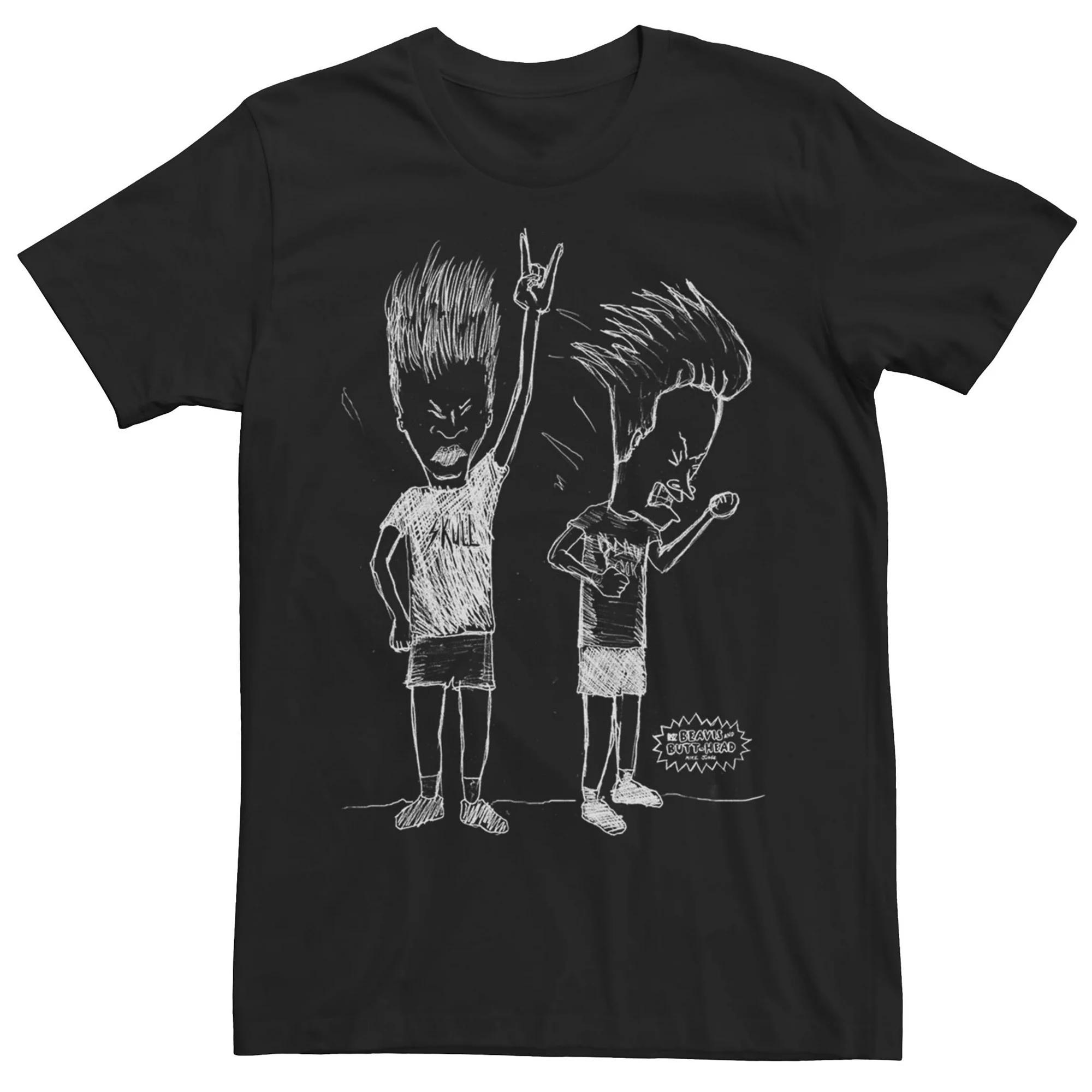 Men's Beavis And Butthead Rock Out Sketch Tee, Size: 3XL, Black Product Image