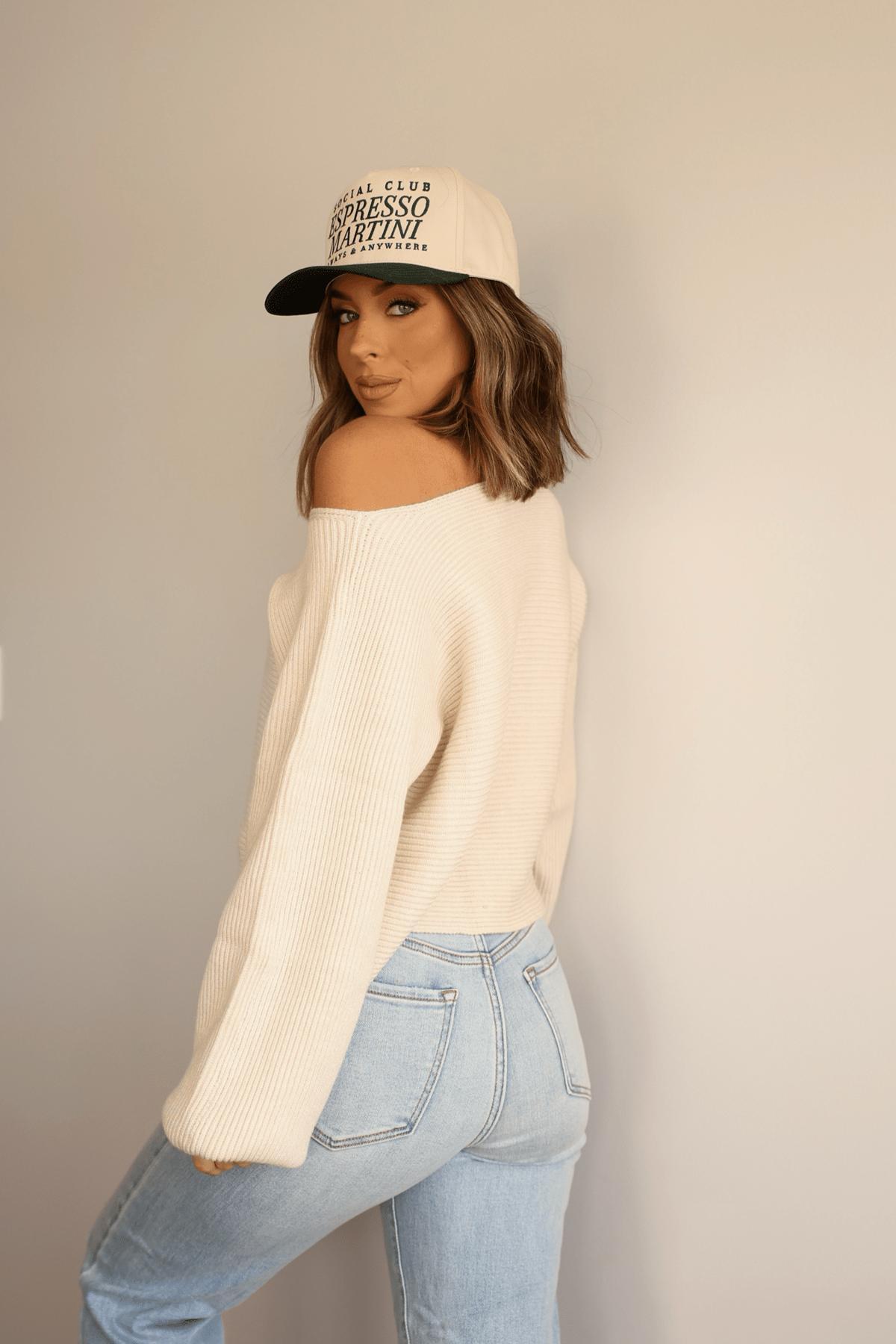 Avery Ribbed Boat Neck Sweater - Beige - FINAL SALE Product Image