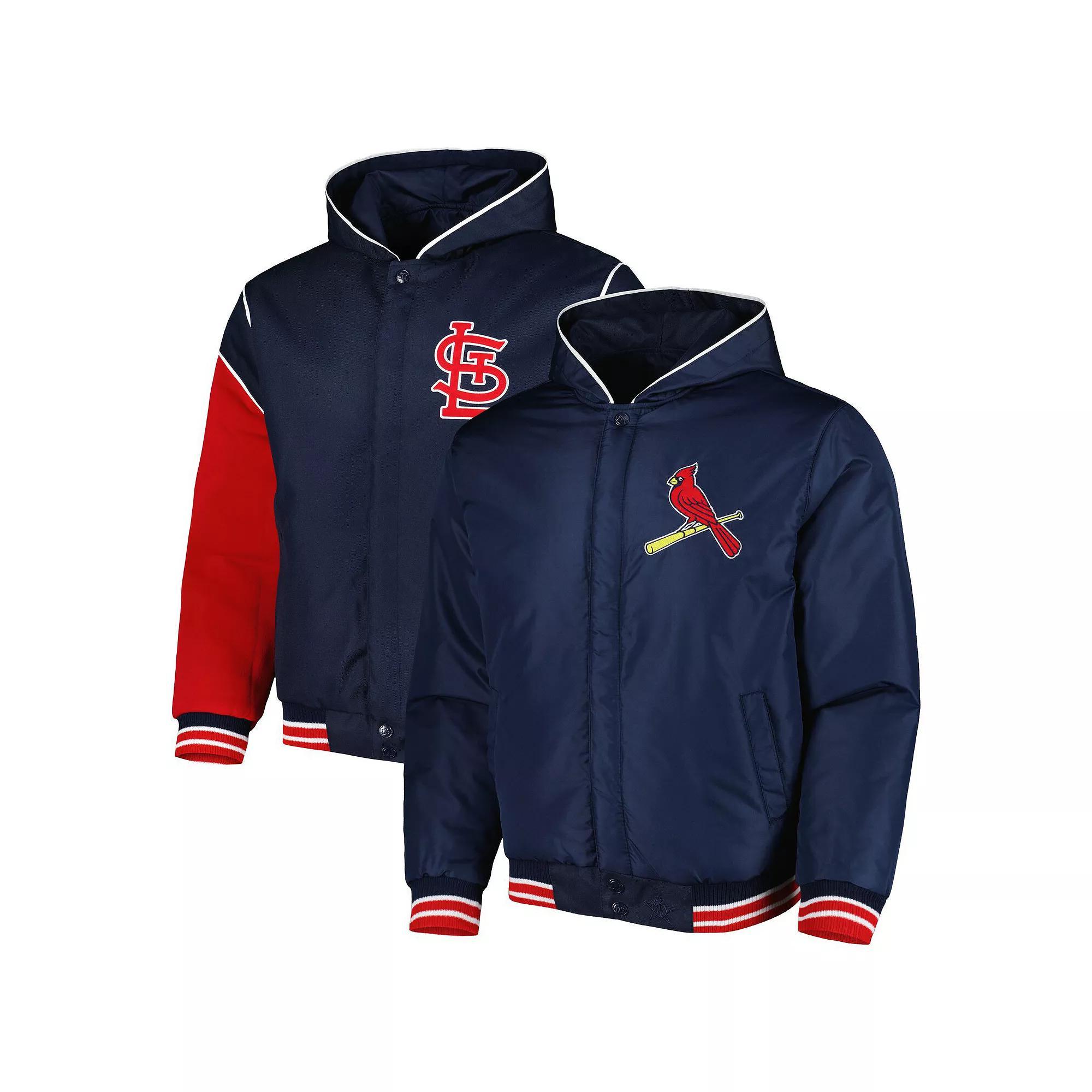 Men's JH Design Navy St. Louis Cardinals Reversible Fleece Full-Snap Hoodie Jacket, Size: Medium, Blue Product Image