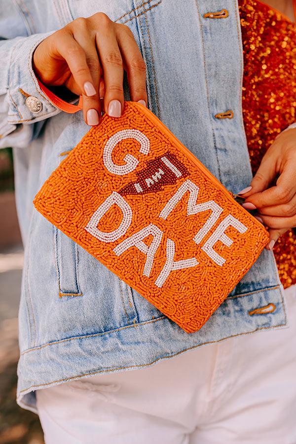 Game Day Beaded Clutch In Orange Product Image