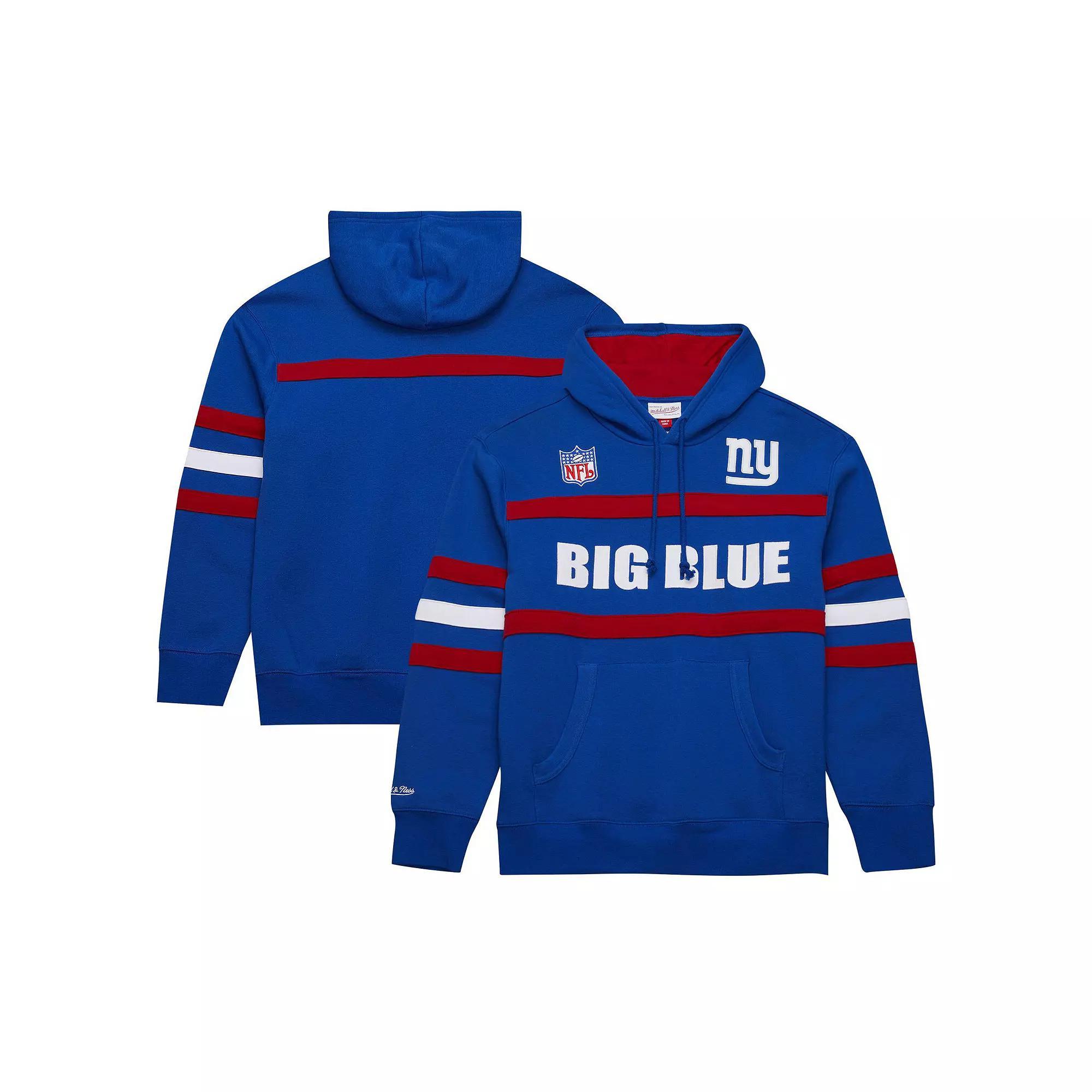 Men's  Royal New York Giants Vintage Logo Head Coach Fleece Pullover Hoodie, Size: XL, Blue Product Image
