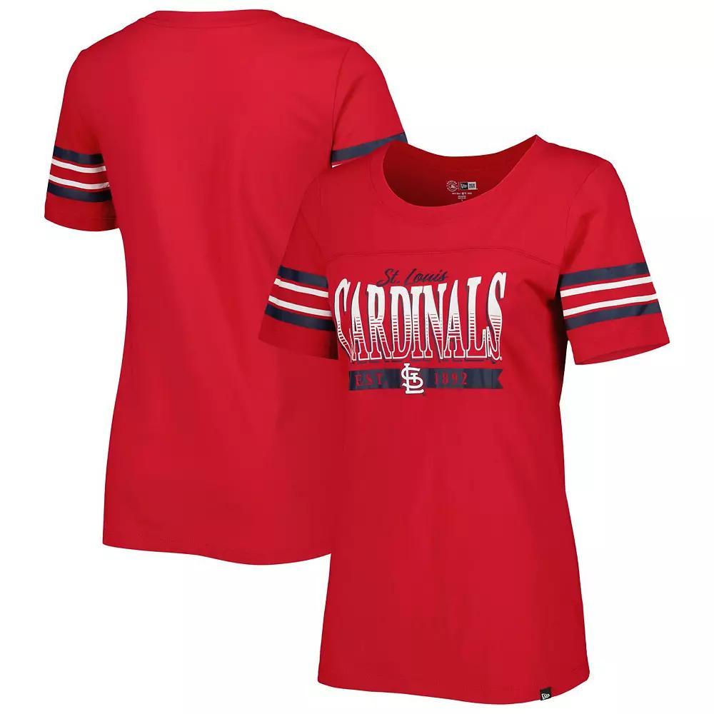 Women's New Era Red St. Louis Cardinals Team Stripe T-Shirt, Size: Small Product Image