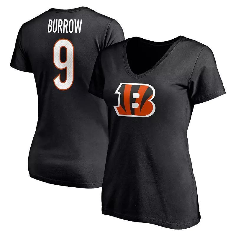 Women's Fanatics Branded Joe Burrow Black Cincinnati Bengals Player Icon Name & Number V-Neck T-Shirt, Size: 2XL Product Image