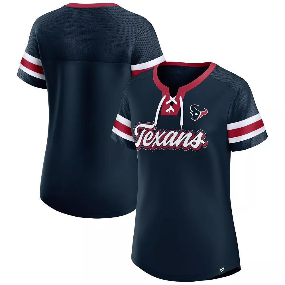 Women's Fanatics Branded Navy Houston Texans Original State Lace-Up T-Shirt,  Product Image