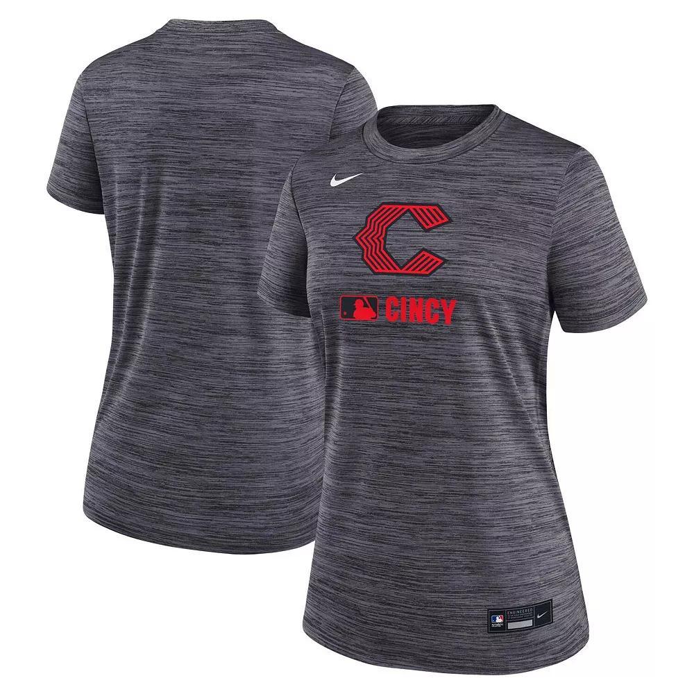 Women's Nike Charcoal Cincinnati Reds Authentic Collection City Connect Velocity Performance T-Shirt,  Product Image