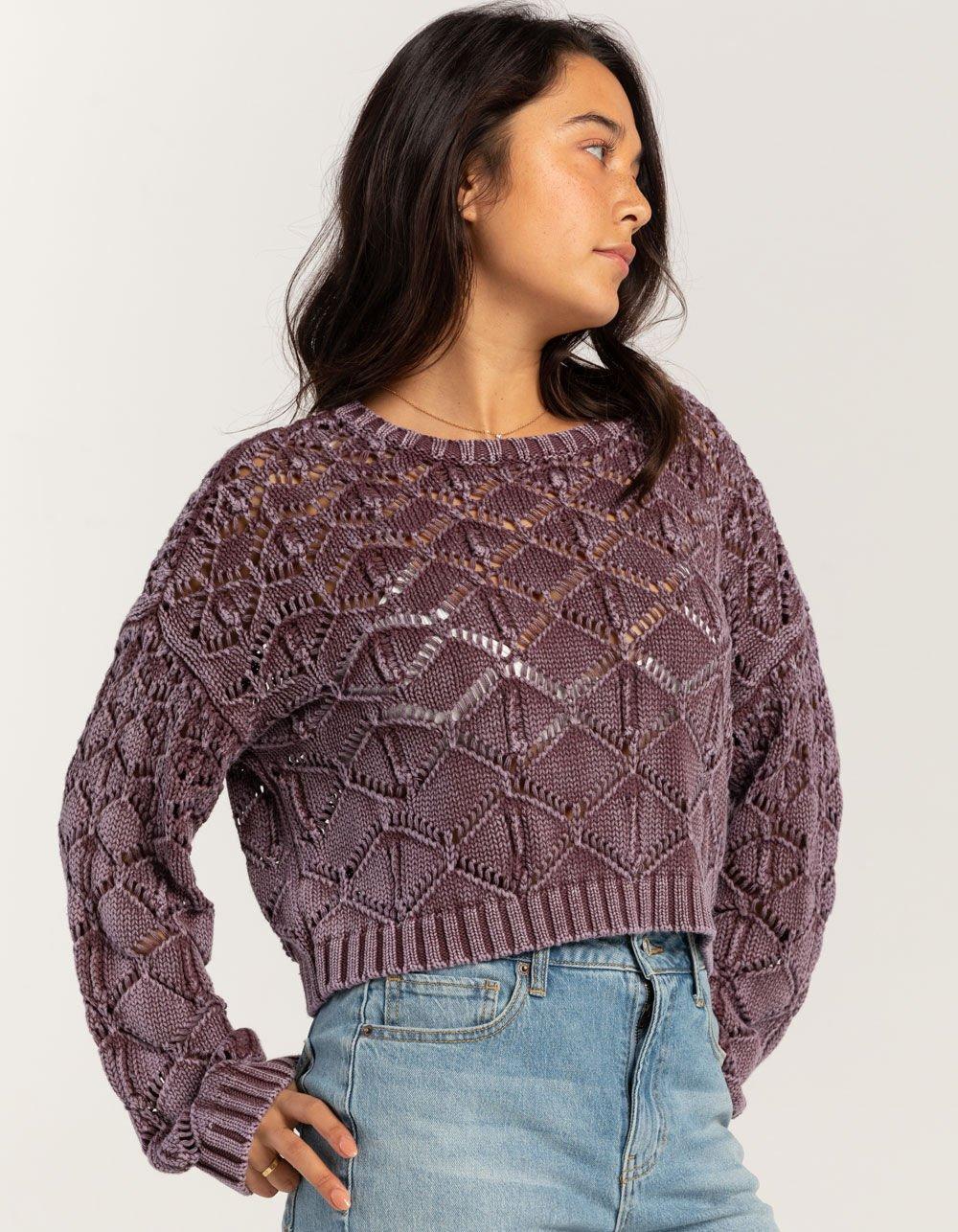 FULL TILT Womens Open Weave Washed Pullover Sweater Product Image