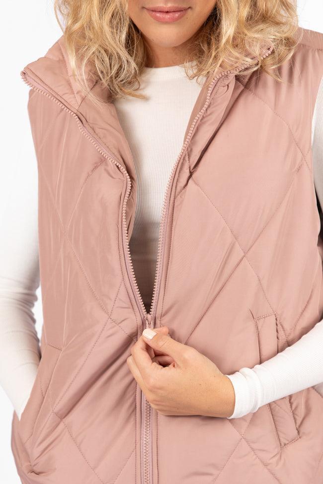 Mountainside Moment Mauve Quilted Puffer Vest Product Image