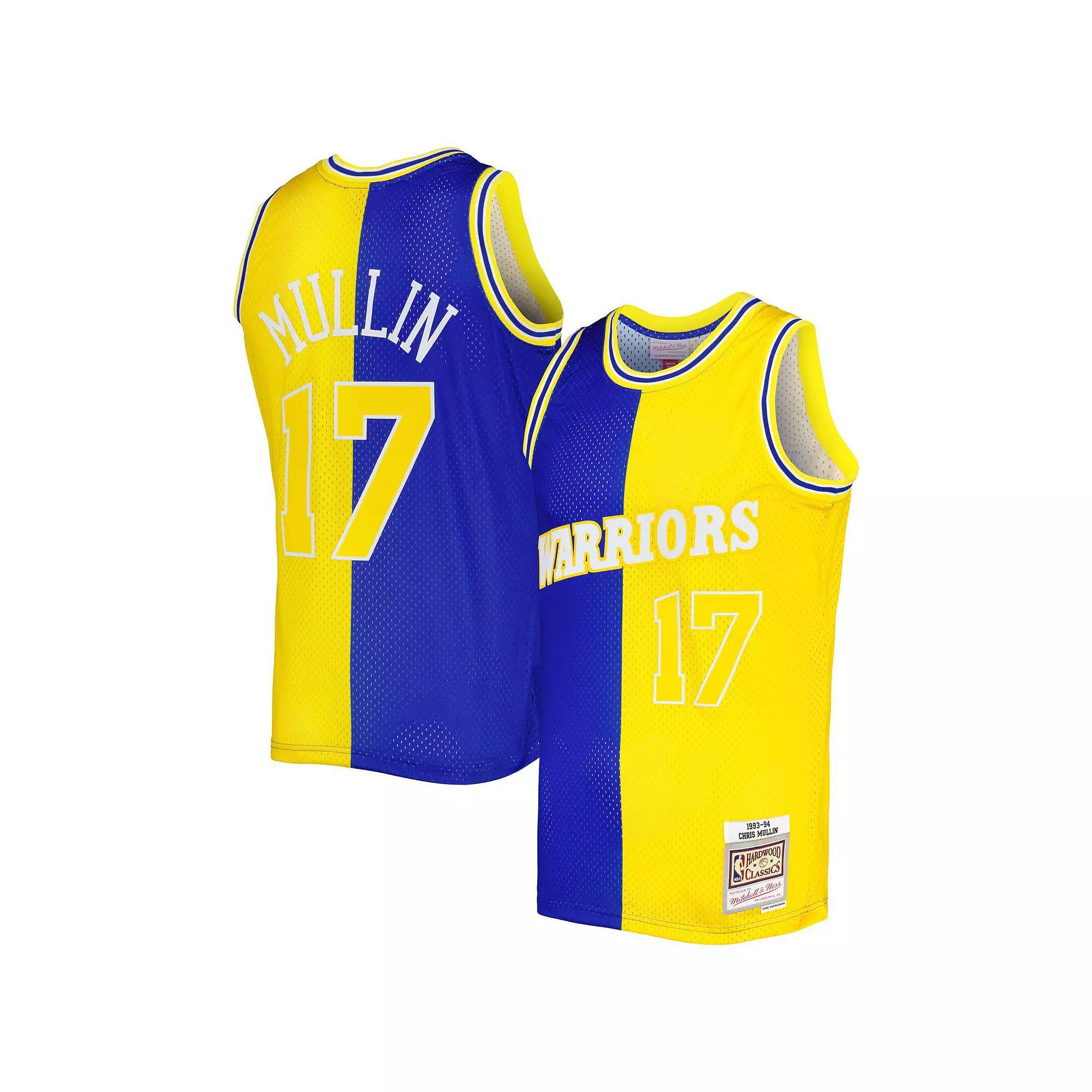 Mens Mitchell & Ness Chris Mullin Royal/Gold Golden State Warriors Hardwood Classics 1993-94 Split Swingman Jersey Product Image