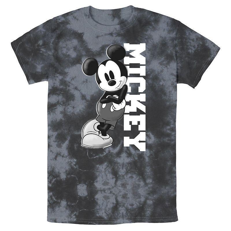 Men's Disney Mickey Mouse Leaning on Name Wash Tee, Size: XL, Black Grey Product Image