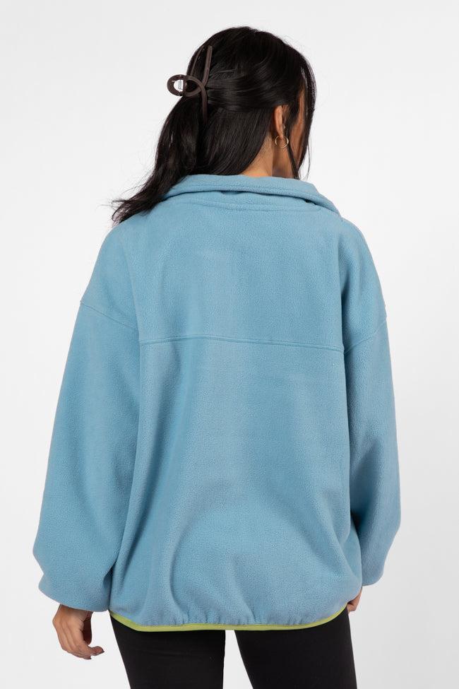 Outside The Box Blue Contrast Trim Fleece Pullover FINAL SALE Product Image