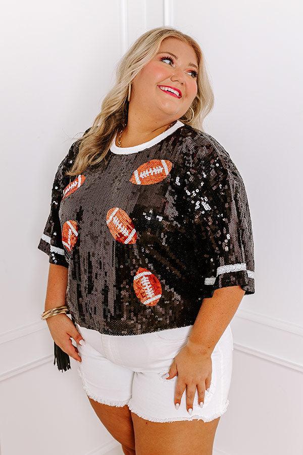 Kickoff Season Sequin Top in Black Curves Product Image
