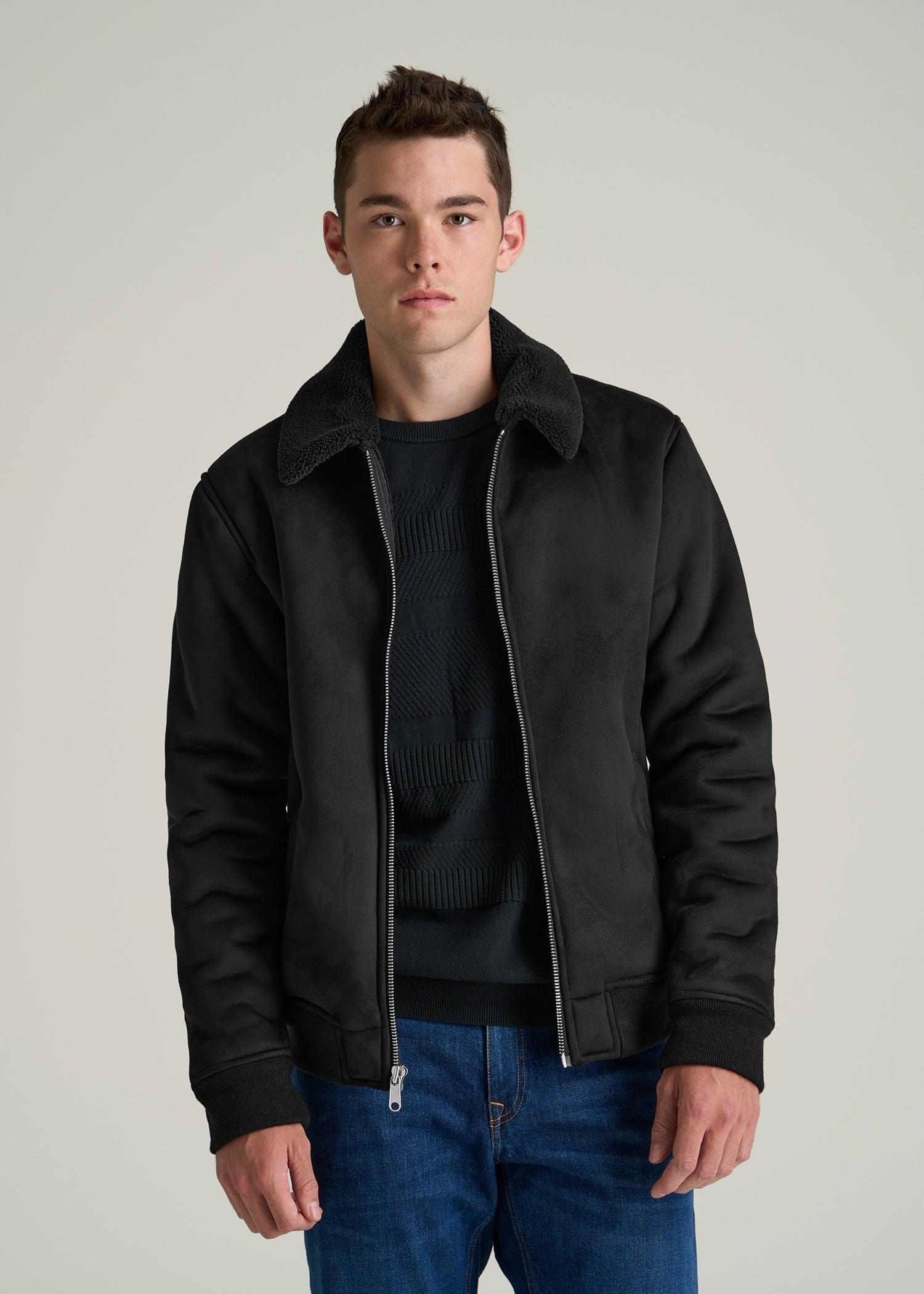 Sherpa Bomber Jacket for Tall Men in Black Male Product Image