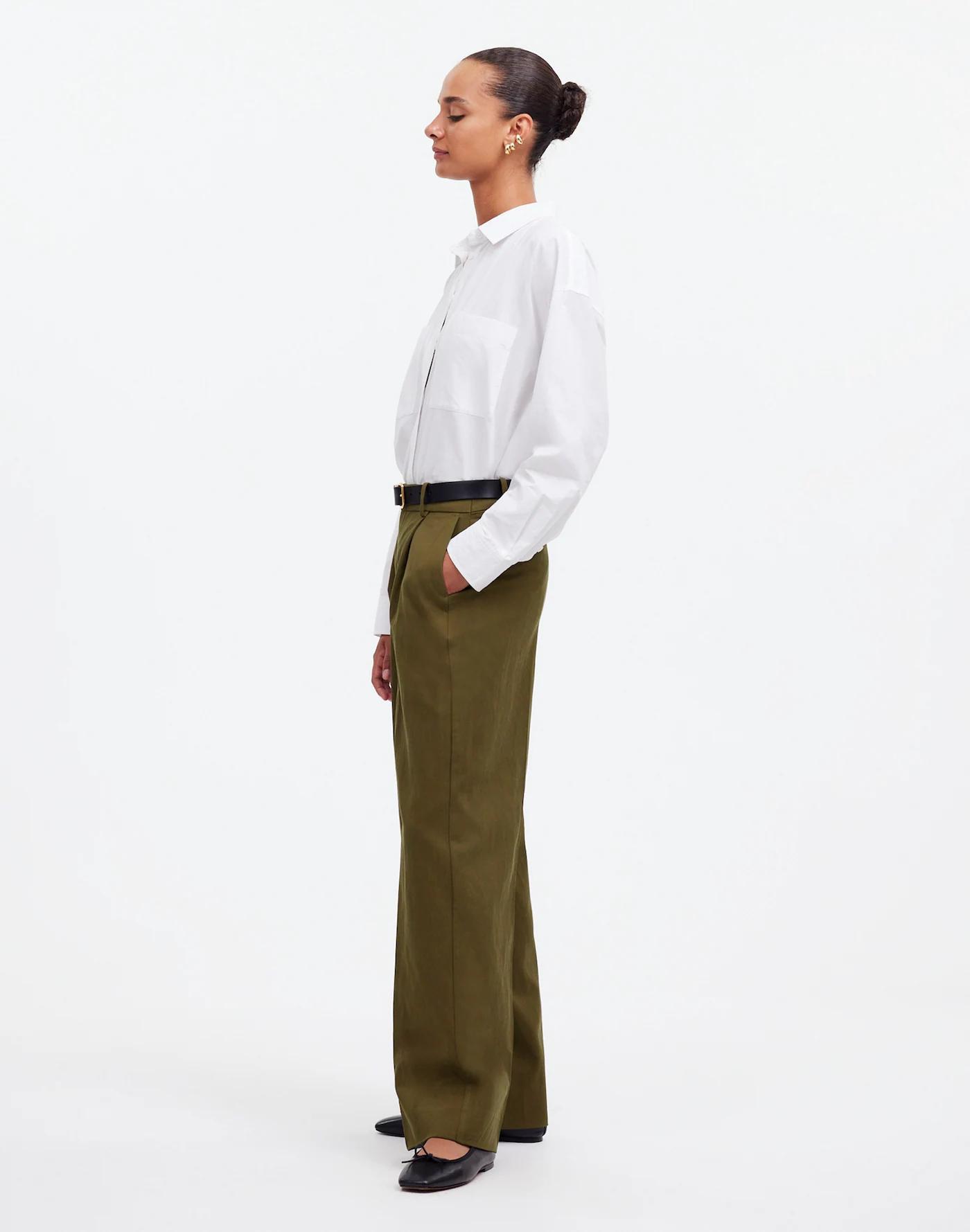 Slouchy Straight Pants in Drapey Twill Product Image