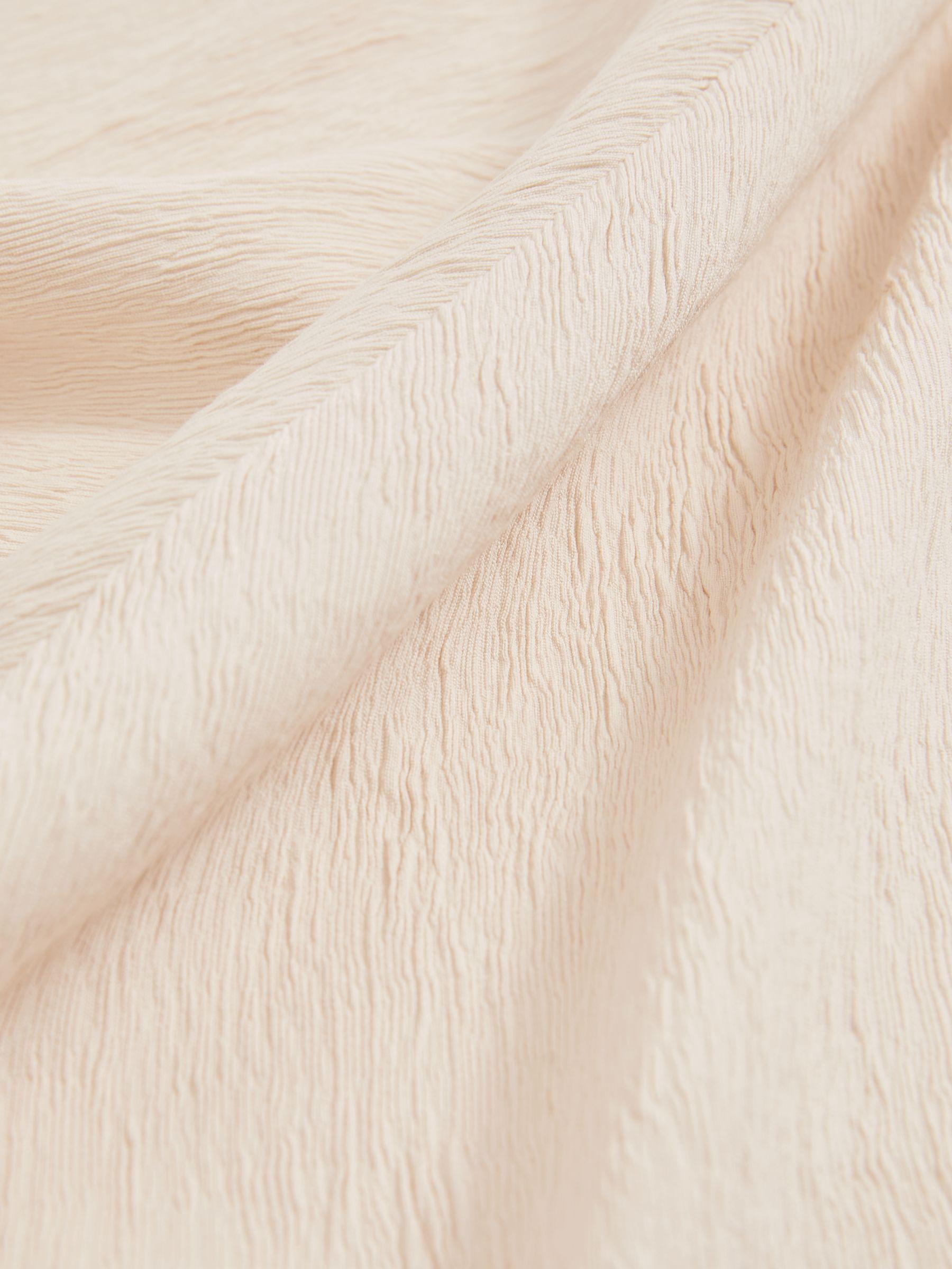 Textured Drape-Neck Midi Dress in Cream Product Image