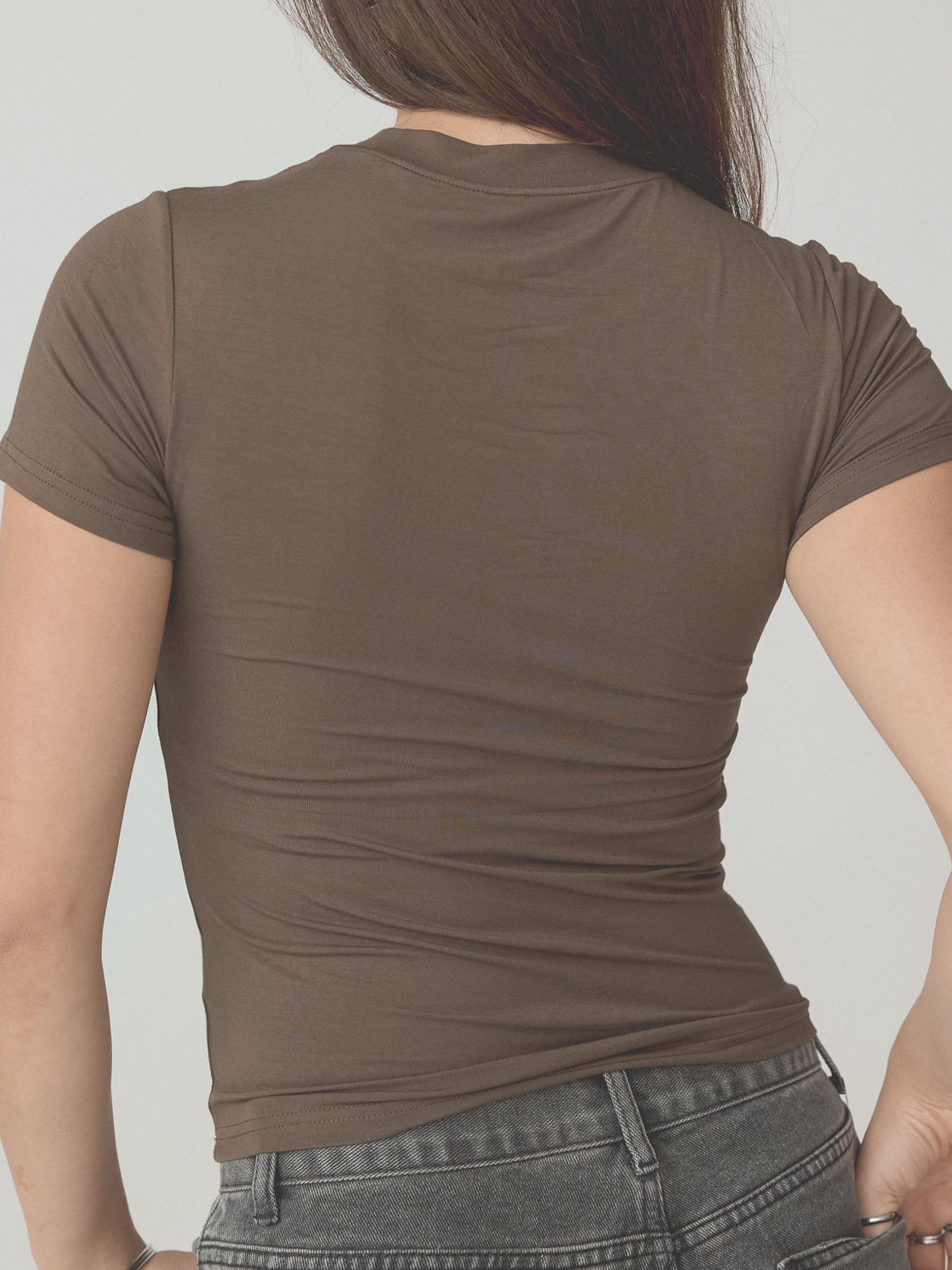 Solid Crew Neck Braless T-Shirt Product Image