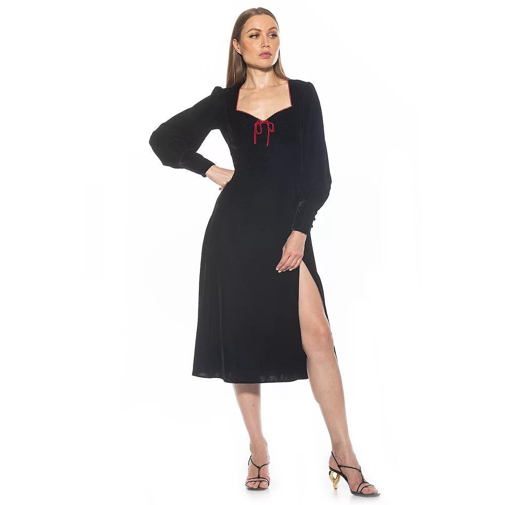 Women's ALEXIA ADMOR Willa Long Bubble Sleeve Fit And Flare Dress,  Product Image