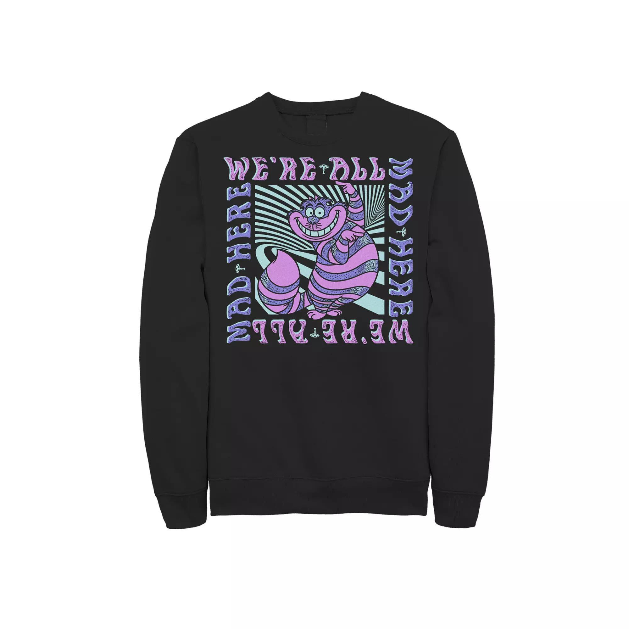 Disney's Alice In Wonderland Cheshire Cat Men's We're All Mad Box Up Sweatshirt, Size: XL, Black Product Image