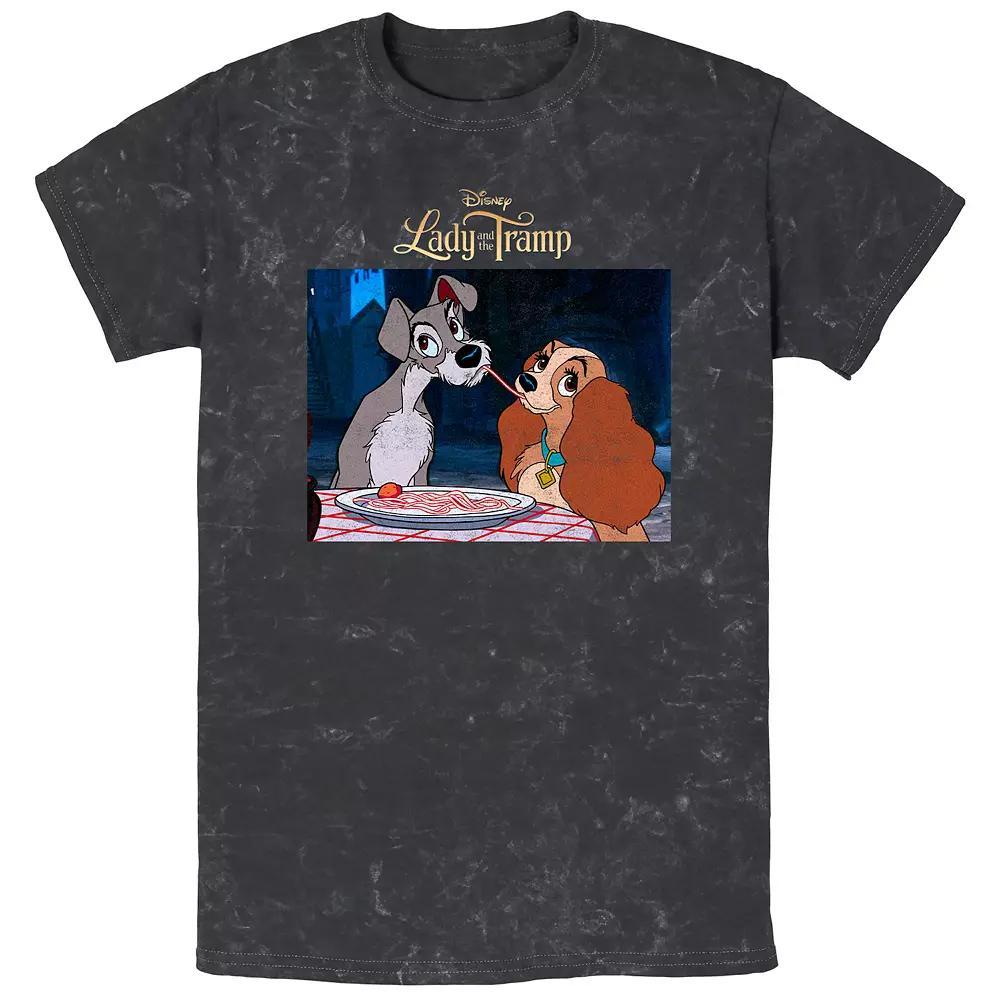 Disney's Lady And The Tramp Men's Spaghetti Distressed Portrait Mineral Wash Graphic Tee,  Product Image