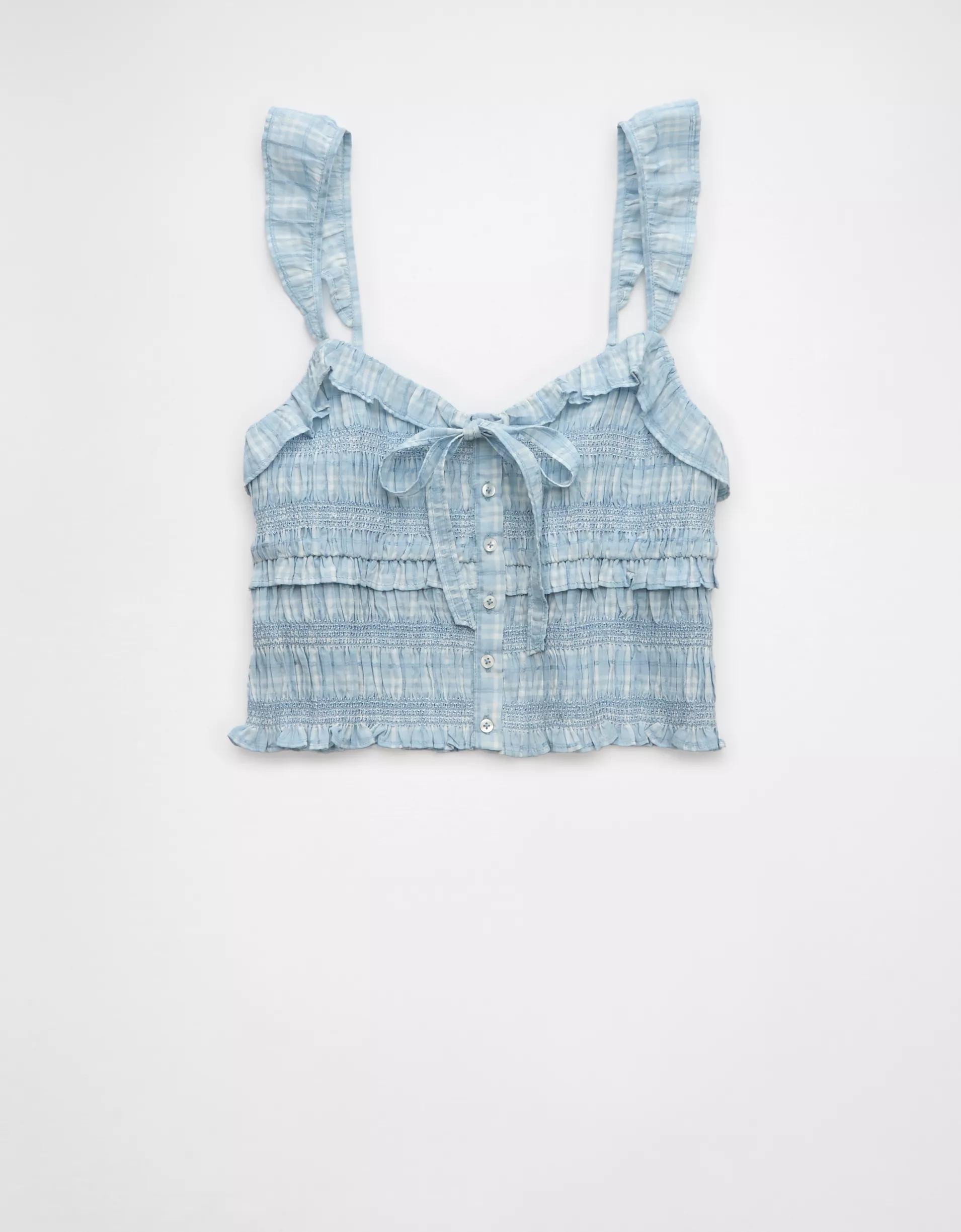 AE Smocked Ruffle Tank Top Product Image