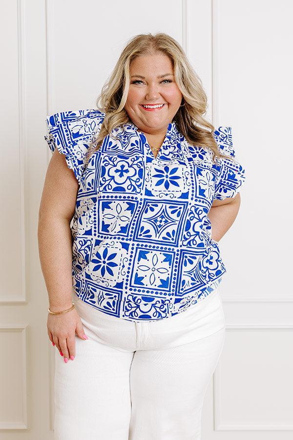 Inspiring Sights Floral Top in Royal Blue Curves Product Image