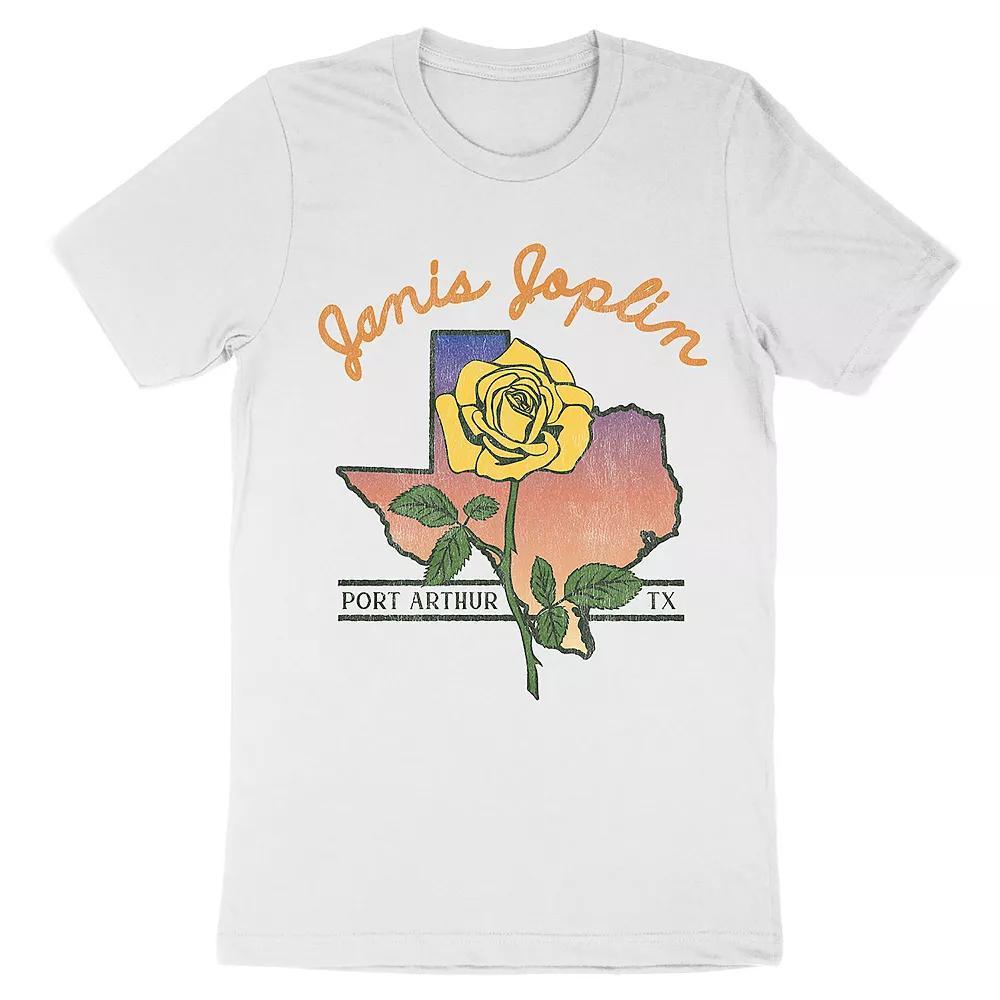 Men's Janis Joplin Yellow Rose Tee, Size: XL, White Product Image